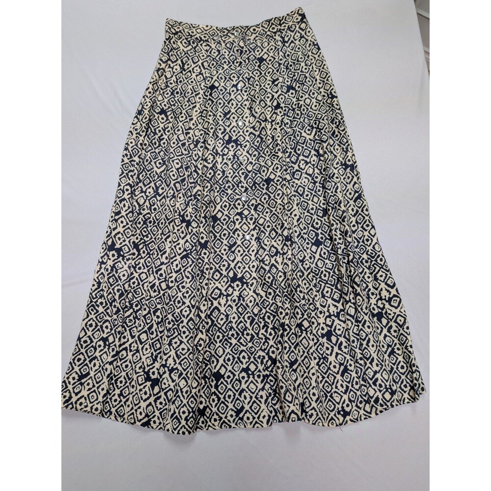 VTG California Krush Black Tribal Print Maxi Skirt M Boho